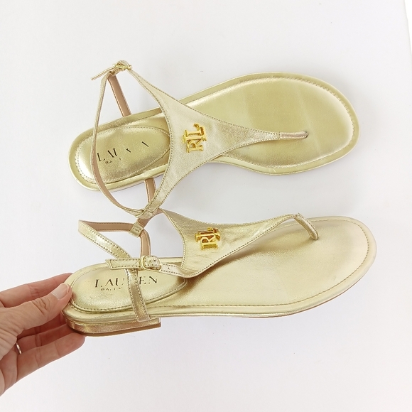 Lauren Ralph Lauren Ellington Gold Women's Thong Sandals - Picture 3 of 6